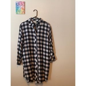 Long black and white checkered flannel